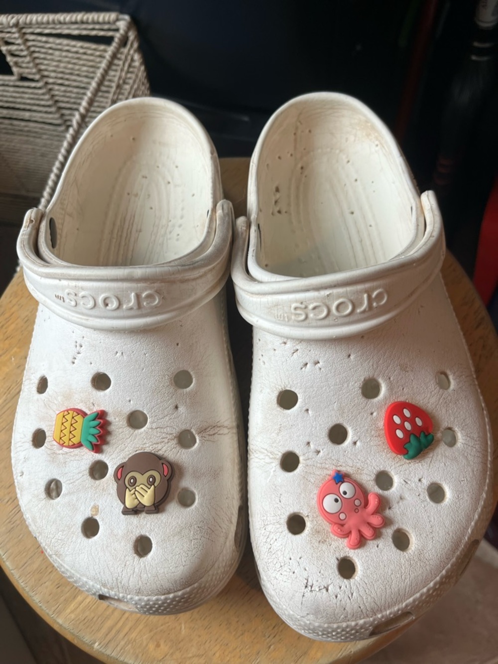 CROCS White Classic Clogs with Jibbitz Holes